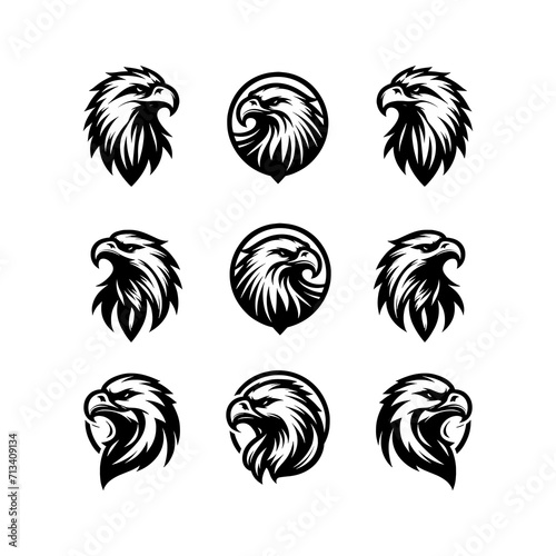 set of eagle head logo vector icons