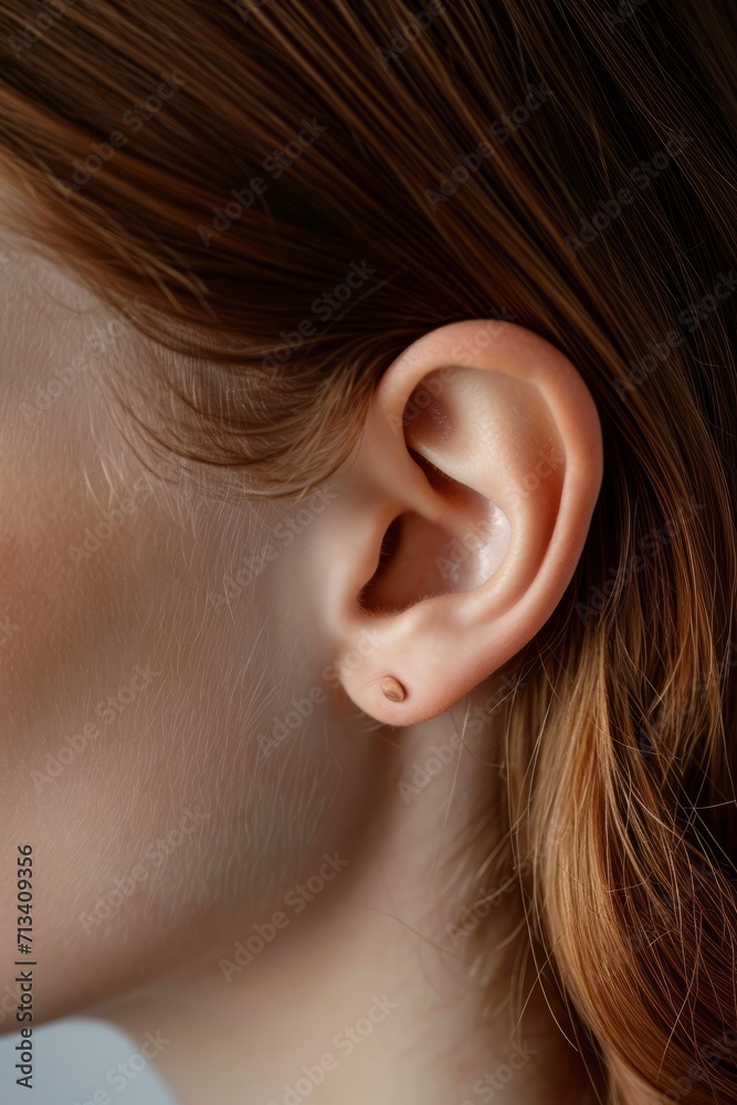 macro image of a female ear, concept of healthy hearing or ear jewelry macro image of a female ear, concept of healthy hearing or ear jewelry