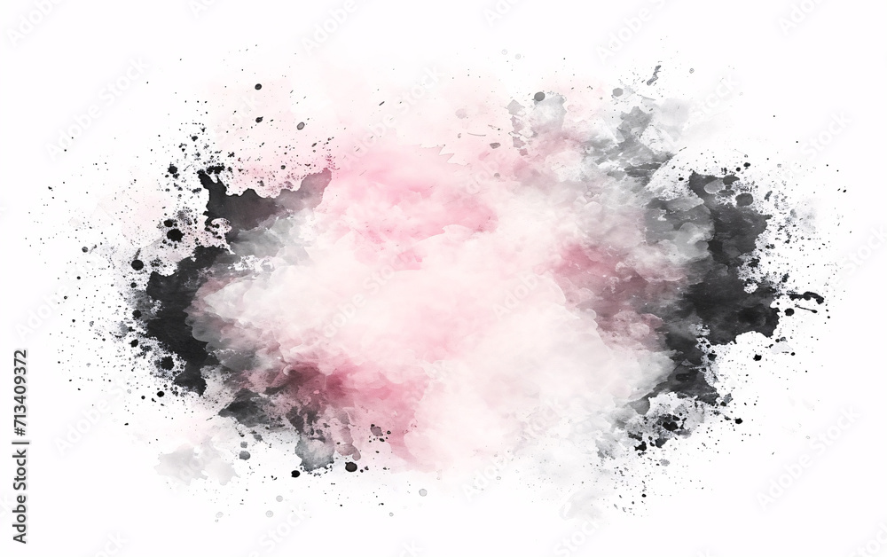 watercolor splashes forming a pink and black cloud shape on a white background for creative design projects