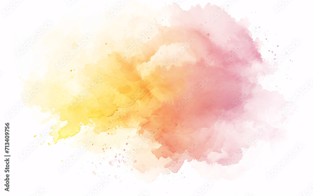 watercolor splashes forming a pink and yellow cloud shape on a white background for creative design projects