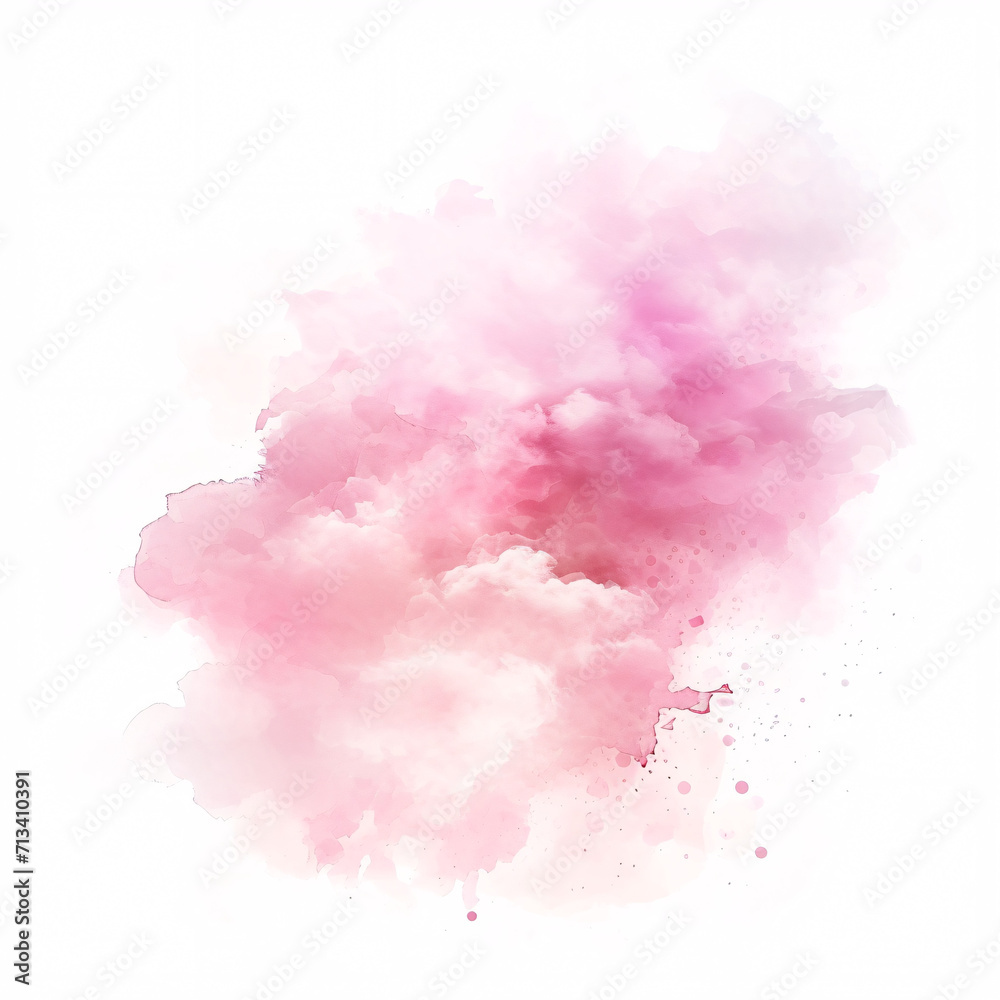 watercolor splashes forming a pink and magenta cloud shape on a white background for creative design projects