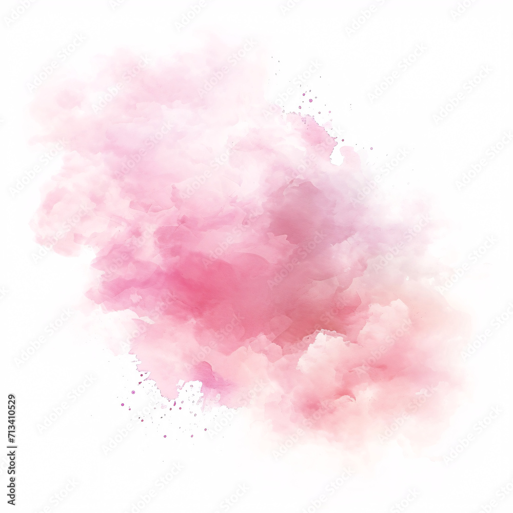 watercolor splashes forming a pink and magenta cloud shape on a white background for creative design projects