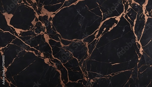 Black marble block texture with copper veins background  photo