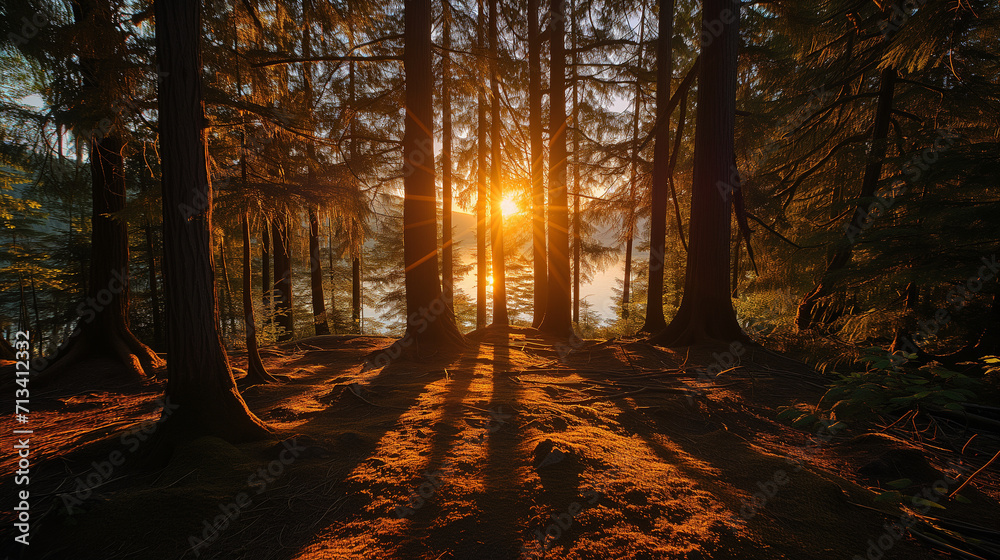 Fototapeta premium sunset in the woods