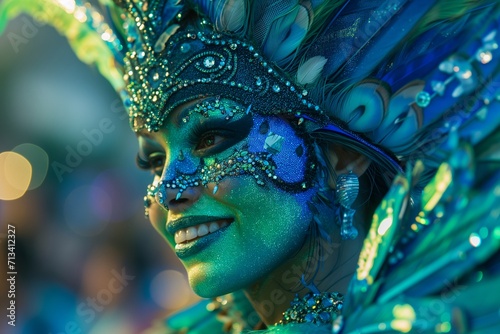 A Stunning, Smiling Woman in the Bird Parade