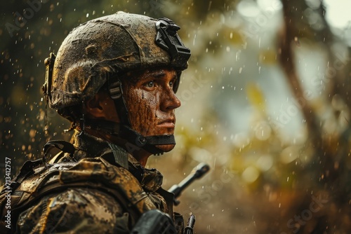 Brazilian soldier portrait. Soldier of Brazil realistic detailed photography texture