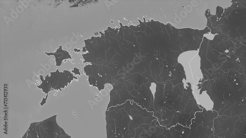 Estonia outlined. Grayscale elevation map