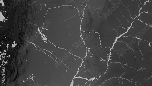 Paraguay outlined. Grayscale elevation map