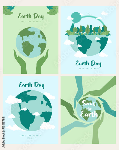 Earth Day. Save the Planet. Ecology and environmental protection. Vector illustration.	
