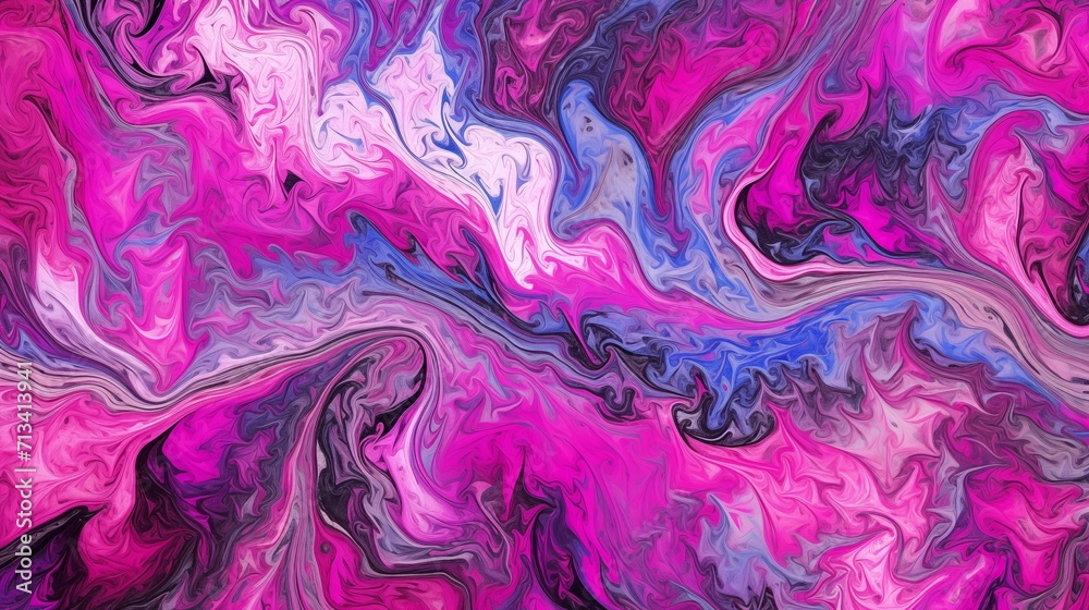 Abstract Dark Violet and Light Azure Swirls Marble Oil Painting Texture Background with Pink and Black Liquid Splashes Abstract Dark Violet and Light Azure Swirls Marble Oil Painting Texture Background with Pink and Black Liquid Splashes