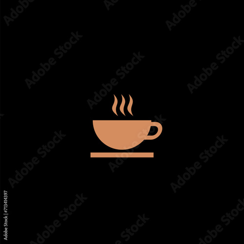 Coffee Sign. Coffee Symbol. Hot coffee icon isolated on black background