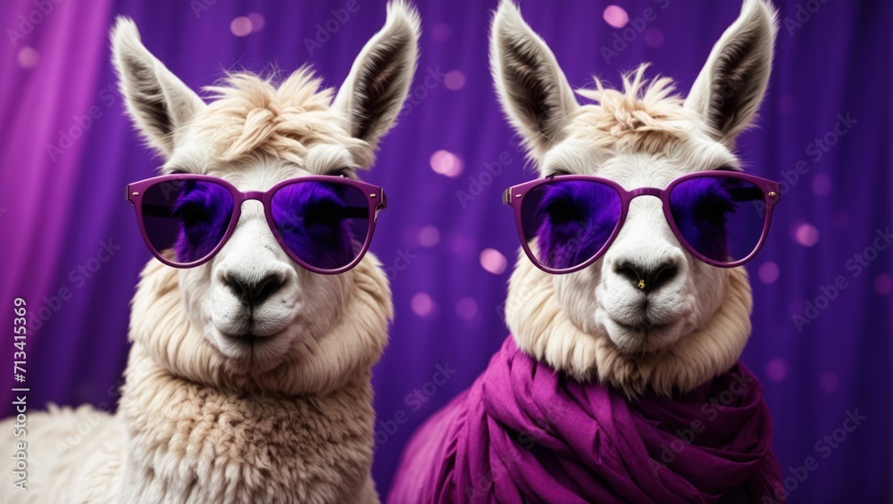 two llamas with glasses