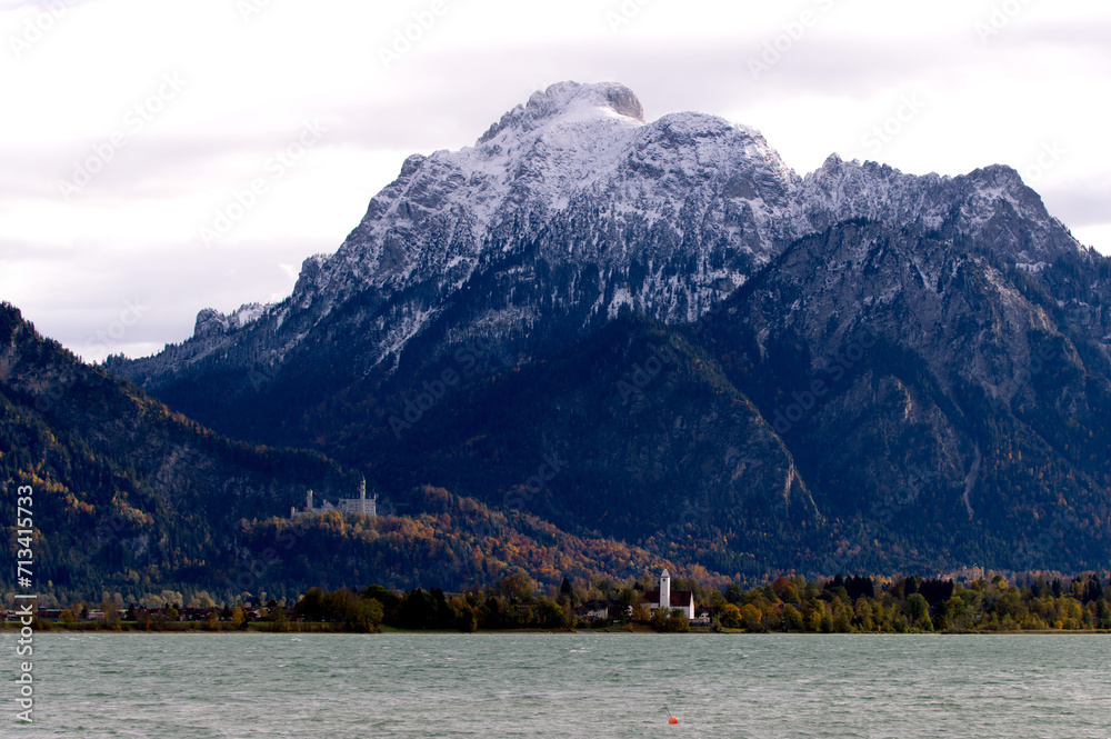 The Forggensee lake near the town of Fussen, Bavaria