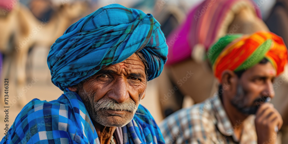 Portrait of Traditional Rajasthani Men at Camel Fair