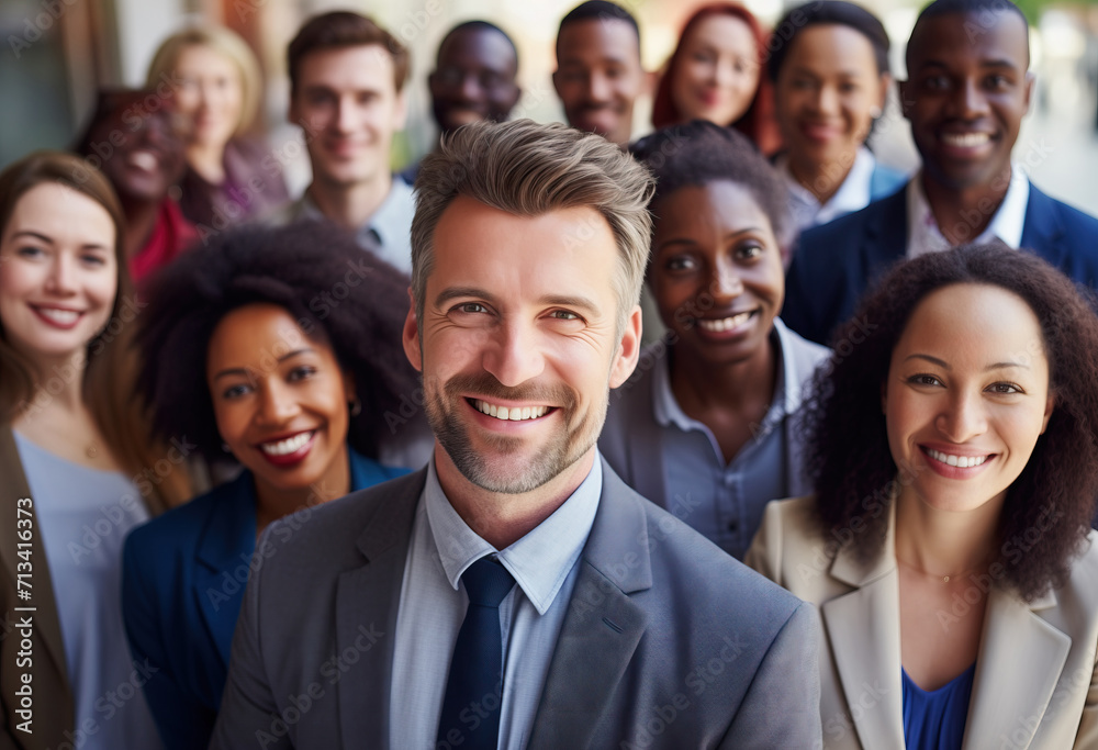 Multi-ethnic group of business people looking at camera smiling Multi-ethnic group of business people looking at camera smiling