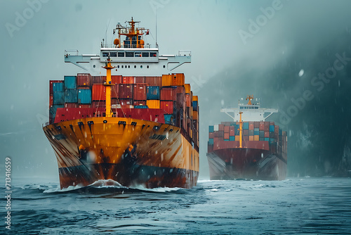 cargo ships, transportation by ship in open sea