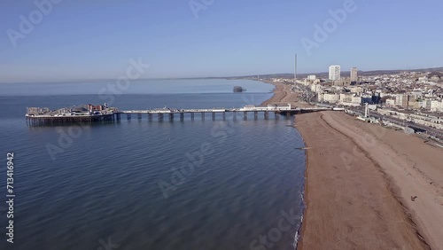 Wallpaper Mural Aerial footage of the Victorian Palace Pier in Brighton, a popular attraction at this popular resort City in East Sussex, England. Torontodigital.ca