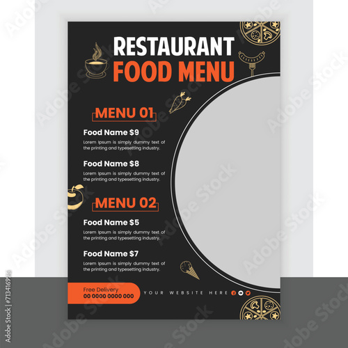 Fast food restaurant menu or poster design,Brochure cover template flyer in a4 print 