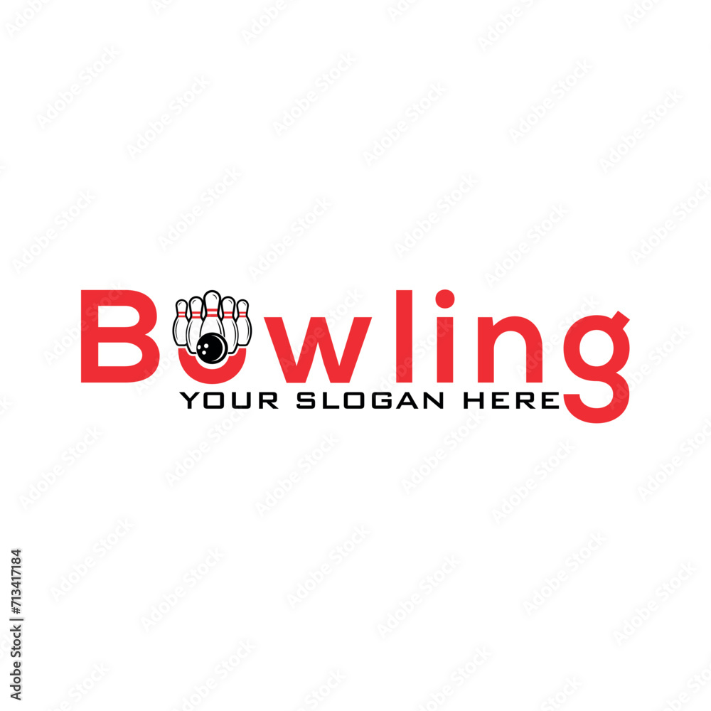 Obraz premium Set of vector vintage monochrome style bowling logo, Bowling ball, and bowling pins illustration.