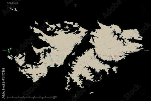 Tableau sur toile Falkland Islands shape isolated on black