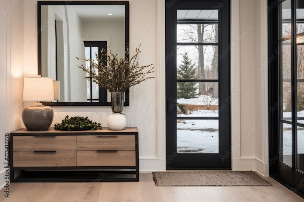 Fototapeta premium Minimalist entryway with a blend of functionality and aesthetic appeal