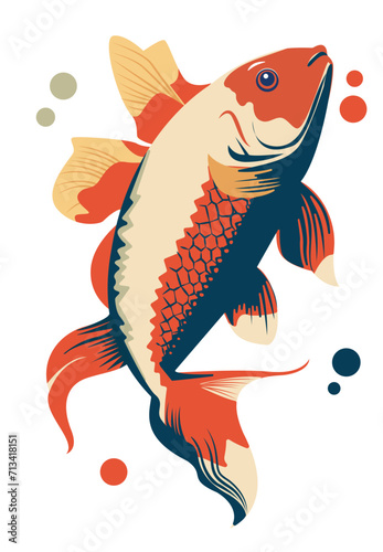 vectorial illustration of a koi carp. Japanese goldfish. colorful fish