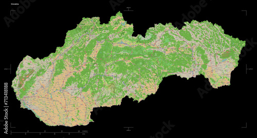 Photography Slovakia shape isolated on black