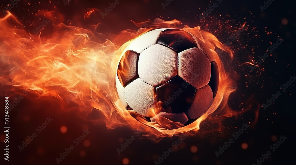 Fototapeta premium 3d eploding fiery football, soccer ball