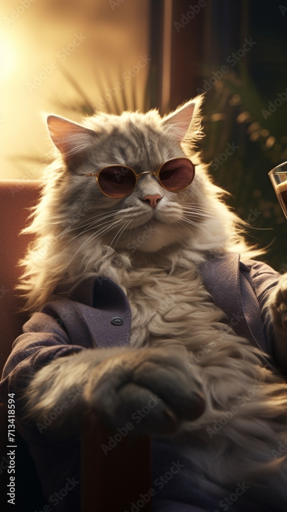 Cuban cigar ragdoll cat ultra realistic cinematic AI Generated pictures