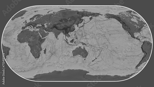 Banda Sea plate - global map. Eckert III. Bilevel