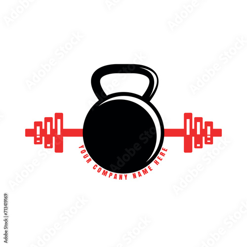 fitness logo, initial dumbbell vector concept