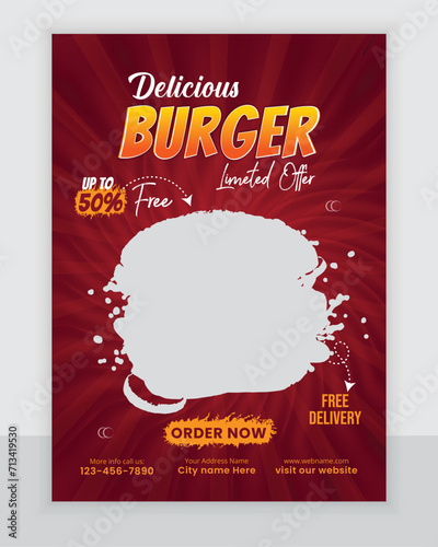 Fast food restaurant social media post design, Brochure cover template 
