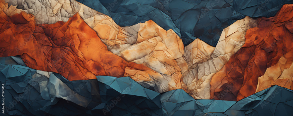 a photograph of a stone wall mural with various colors in it, in the style of rustic texture, colorful, earth tone color palette, dark cyan and light brown a photograph of a stone wall mural with various colors in it, in the style of rustic texture, colorful, earth tone color palette, dark cyan and light brown