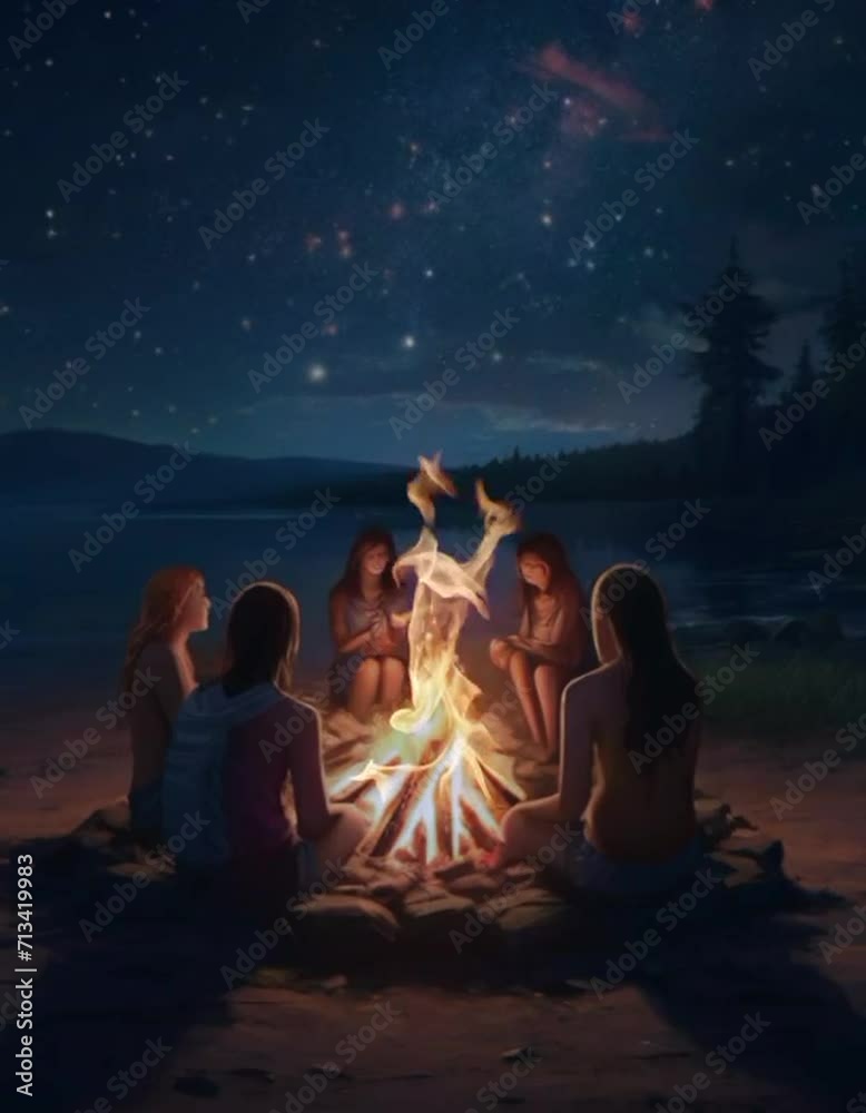 campfire family at night campfire family at night