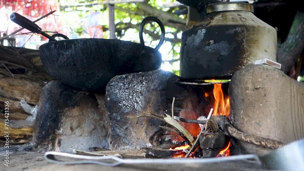 Uttarakhand Cuisine: Traditional Cooking Over Handmade Clay Fireplace, Firewood Burning, Organic Cultural Recipes with Cast Iron Vessel Uttarakhand Cuisine: Traditional Cooking Over Handmade Clay Fireplace, Firewood Burning, Organic Cultural Recipes with Cast Iron Vessel