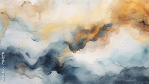 watercolor blues and golds background, in the style of oil paintings, gray and beige, swirling colors, large canvas paintings, stormy seascapes, abstraction-création, light sky-blue and black