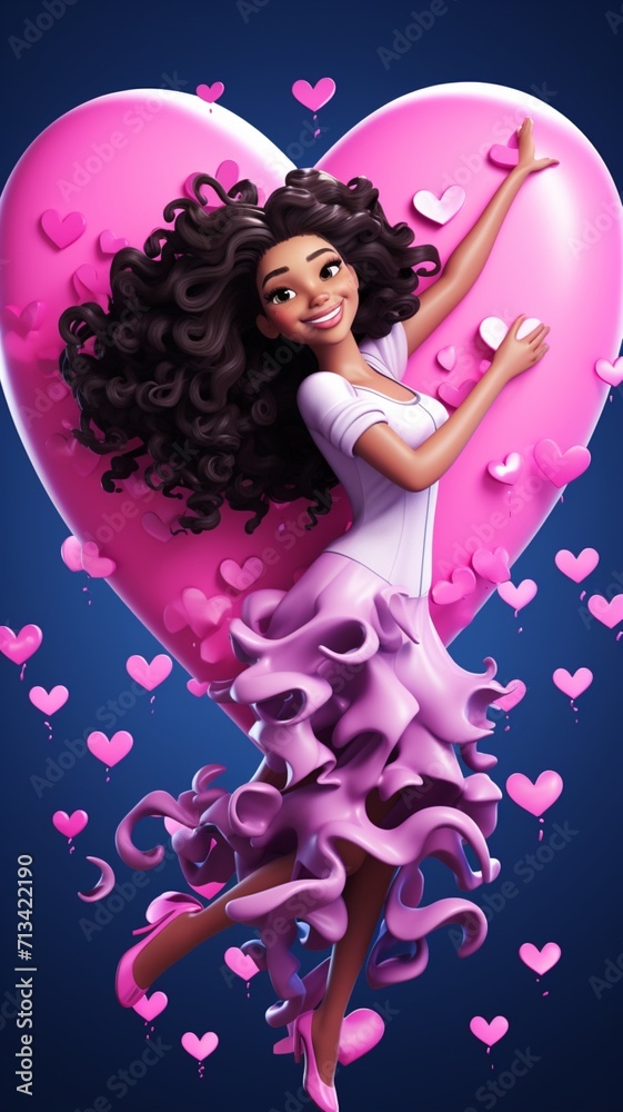 Cute Girl some love flying sky AI Generated pictures