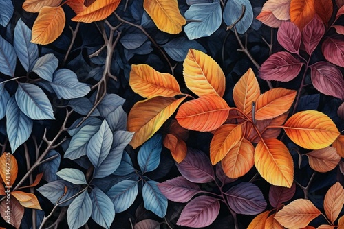 Close-up winter foliage. Generative AI