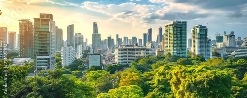 Bangkok cityscape with modern skyscrapers in southeast asia photo