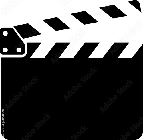 Cartoon regisseur film take board or cinema clapper. Vector film clapboard symbol logo. Movie clapper board. Production, director closed or open clapboard, Clapboard Silhouette, Movie Square Button.