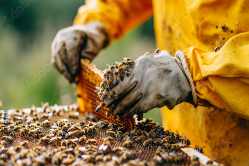 Honey Harvest: Beekeeper at Work © Andrii 