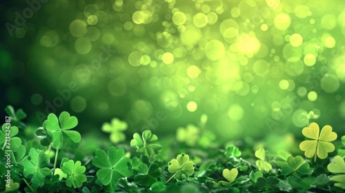 Shamrocks on a green background celebrate St. Patrick's Day