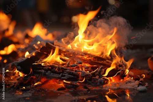 Indian holika dahan festival. traditional bonfire ritual reflecting vibrant celebration lifestyle