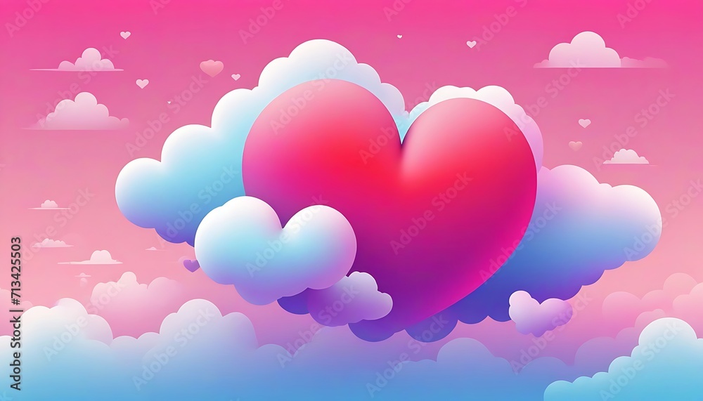 heart shaped balloon on the cloud