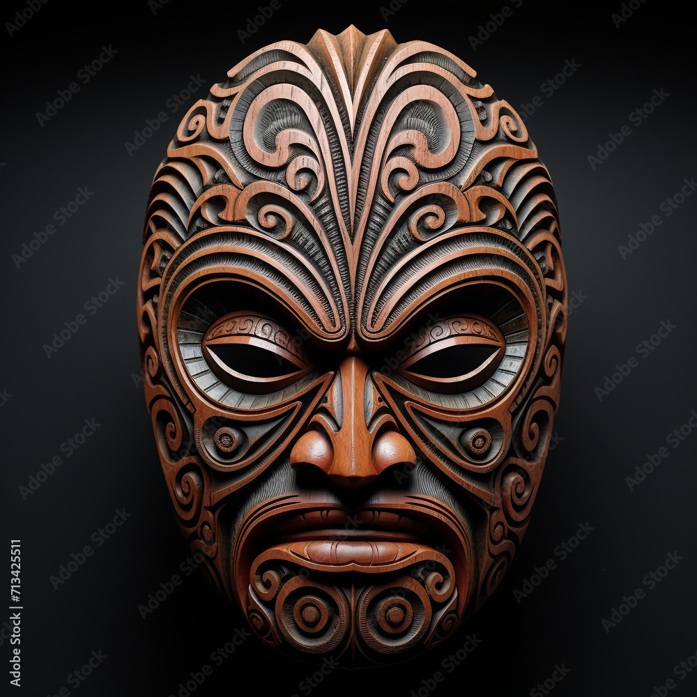 Wooden mask of African peoples, tribes