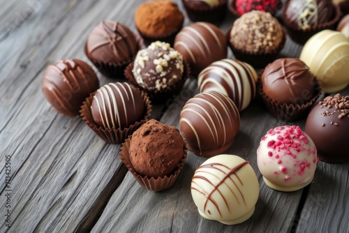 Gourmet chocolate tasting with assortment of fine truffles