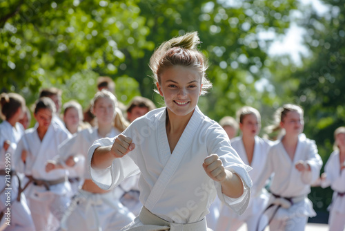 Energetic Teens Embrace Karate Moves in Open Air