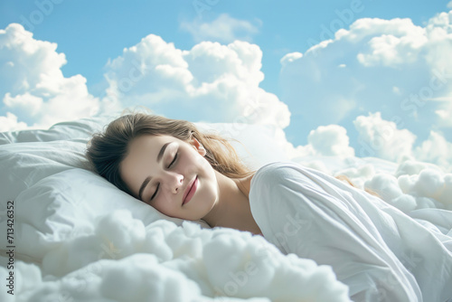 Cloud-Kissed Beauty: Sleeping in a Sky-Blue Oasis