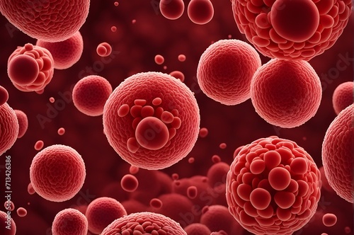 Microscopic wonder: Close-up of blood cells - leukocytes, erythrocytes - in a dynamic and intricate bloodstream view.