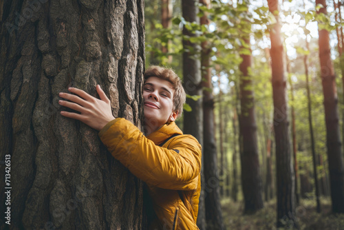 Sustainable Hug: A Teenager Embracing Nature's Beauty